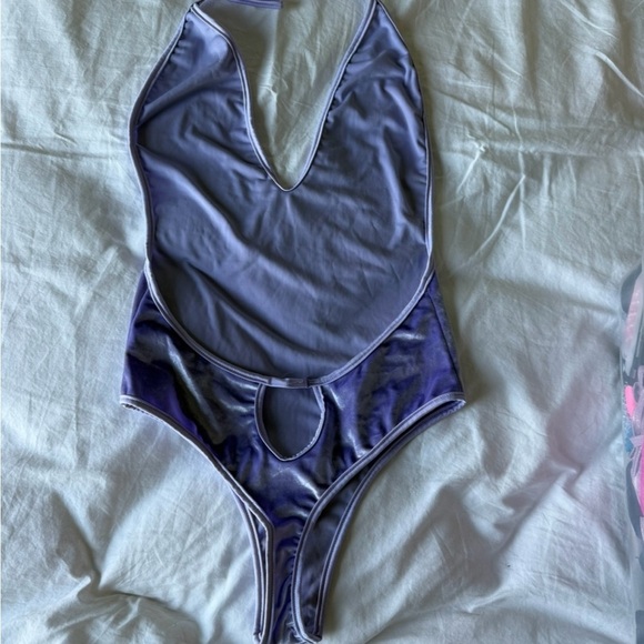 Purple Velvet One-Piece Swimsuit - Picture 3 of 4